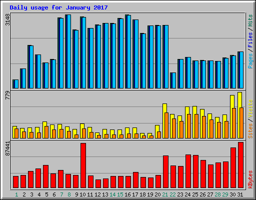 Daily usage for January 2017